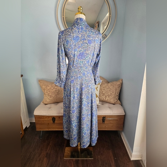 Sandro Purple and Blue Long Sleeve Wrap Sundress - Picture 4 of 7